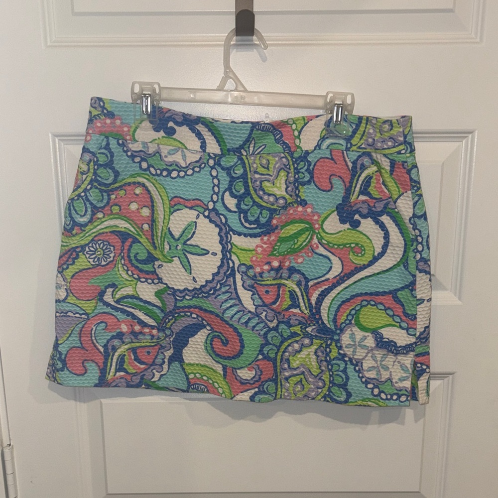 Lilly Pulitzer Mini Skirt in Blue, Green & Pink Paisley
